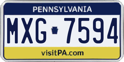 PA license plate MXG7594