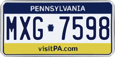 PA license plate MXG7598