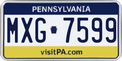 PA license plate MXG7599