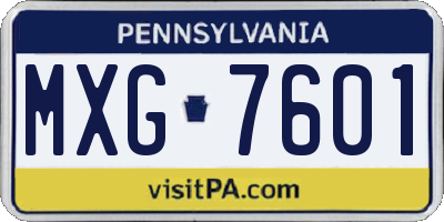 PA license plate MXG7601