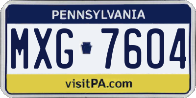 PA license plate MXG7604