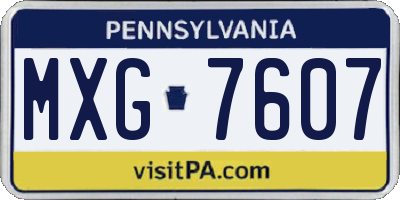 PA license plate MXG7607