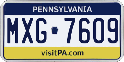 PA license plate MXG7609