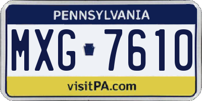 PA license plate MXG7610