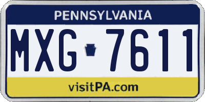 PA license plate MXG7611