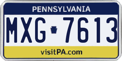 PA license plate MXG7613