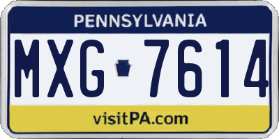 PA license plate MXG7614