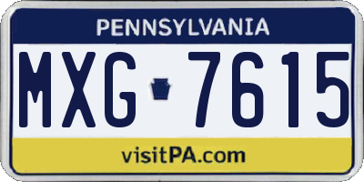 PA license plate MXG7615