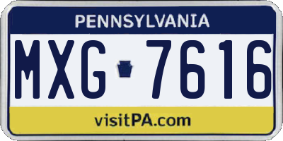 PA license plate MXG7616