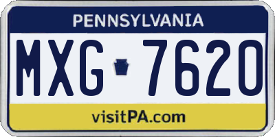 PA license plate MXG7620