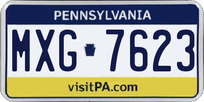 PA license plate MXG7623