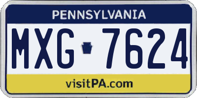 PA license plate MXG7624