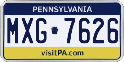 PA license plate MXG7626