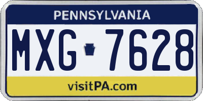 PA license plate MXG7628
