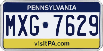 PA license plate MXG7629