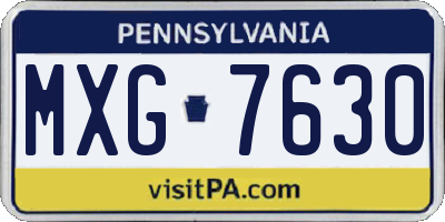 PA license plate MXG7630