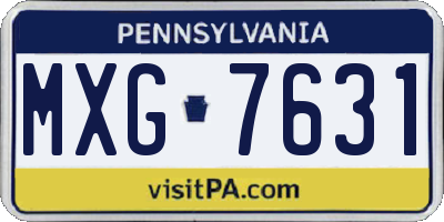 PA license plate MXG7631