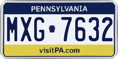 PA license plate MXG7632