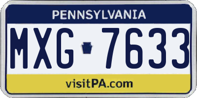 PA license plate MXG7633