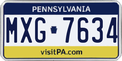 PA license plate MXG7634
