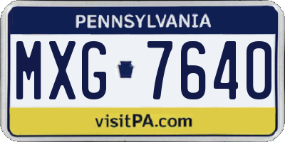 PA license plate MXG7640