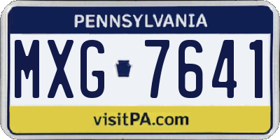 PA license plate MXG7641