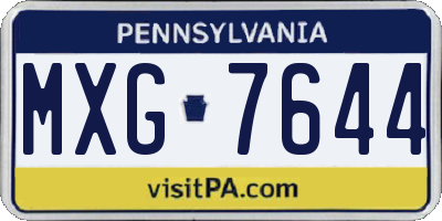 PA license plate MXG7644