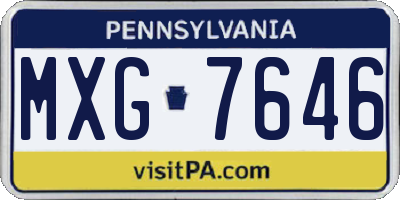 PA license plate MXG7646