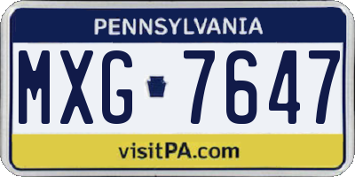PA license plate MXG7647