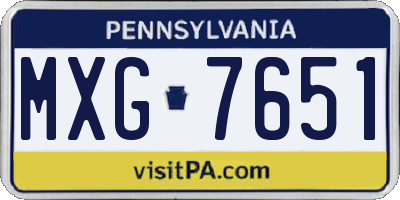 PA license plate MXG7651