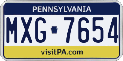 PA license plate MXG7654