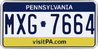 PA license plate MXG7664