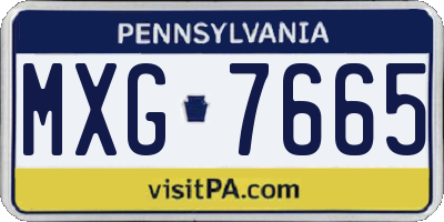 PA license plate MXG7665
