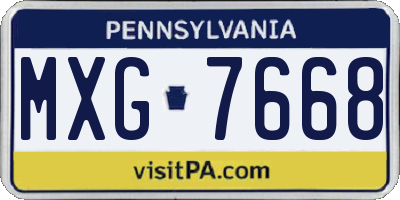 PA license plate MXG7668