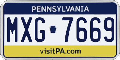 PA license plate MXG7669