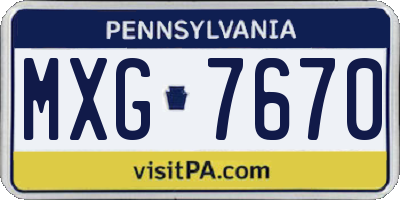 PA license plate MXG7670