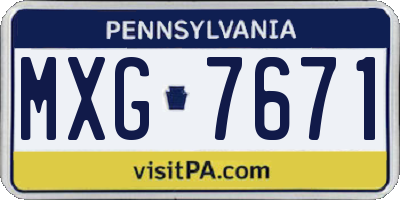 PA license plate MXG7671