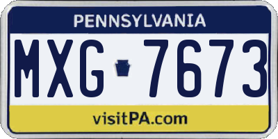 PA license plate MXG7673