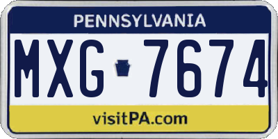PA license plate MXG7674