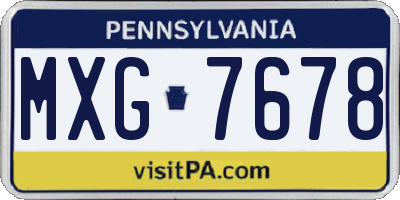 PA license plate MXG7678