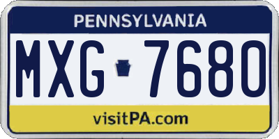 PA license plate MXG7680