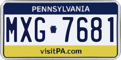 PA license plate MXG7681