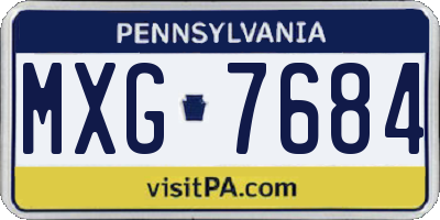 PA license plate MXG7684