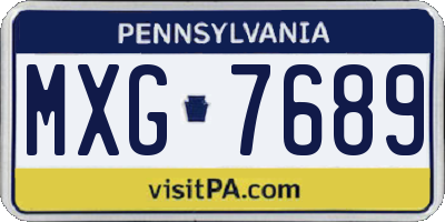 PA license plate MXG7689