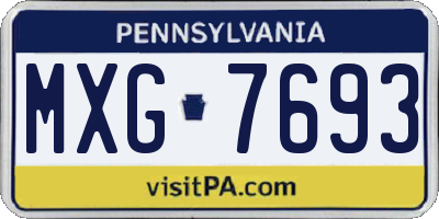 PA license plate MXG7693