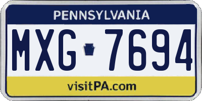 PA license plate MXG7694