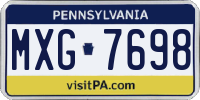 PA license plate MXG7698