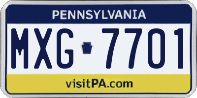 PA license plate MXG7701