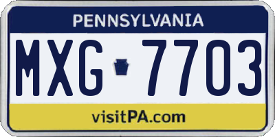 PA license plate MXG7703