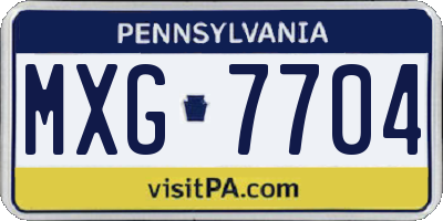 PA license plate MXG7704